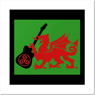 Welsh Celtic Guitar Dragon Posters and Art